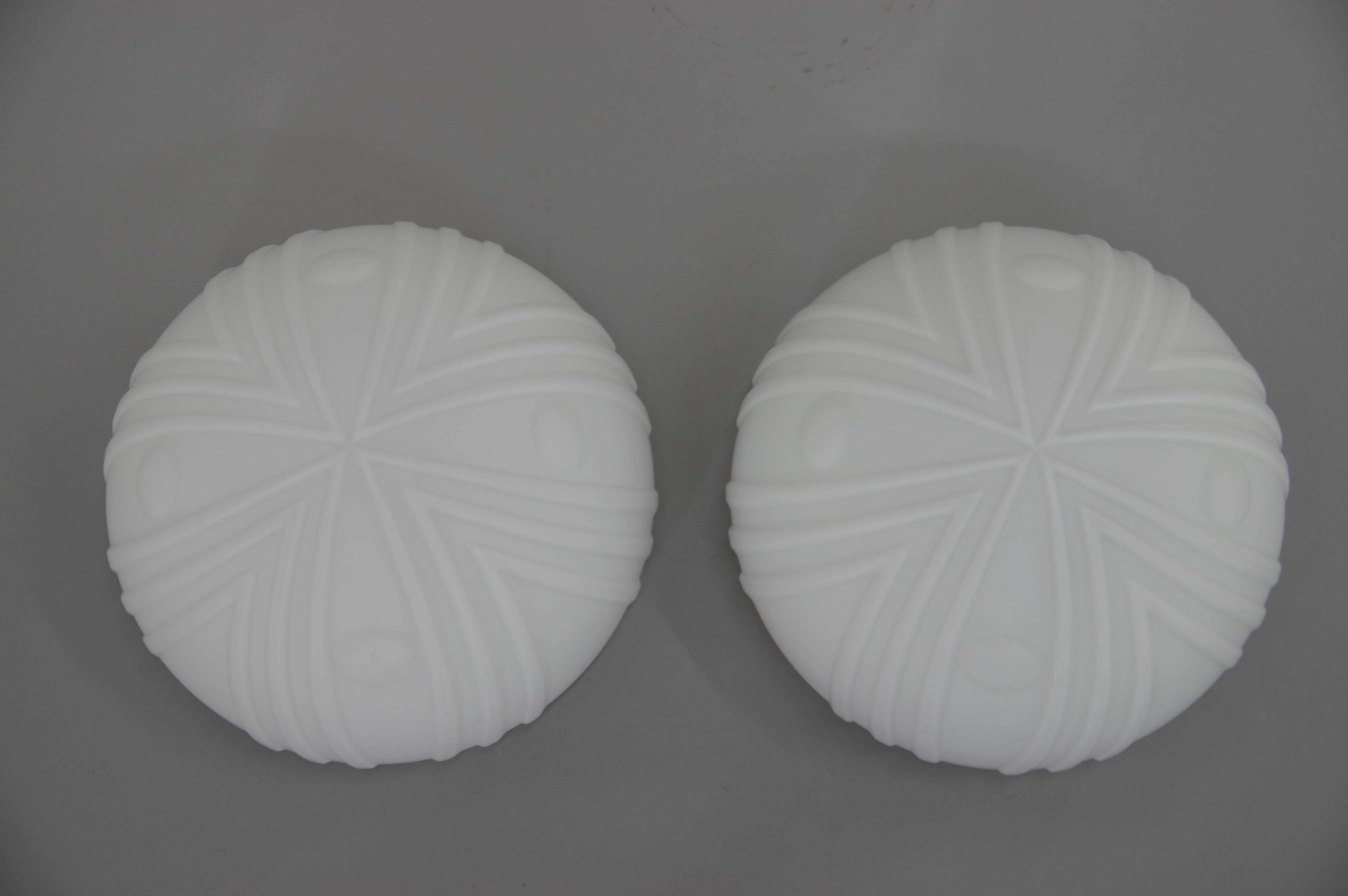 Pair of Mid-Century Flush Mounts, 1990s