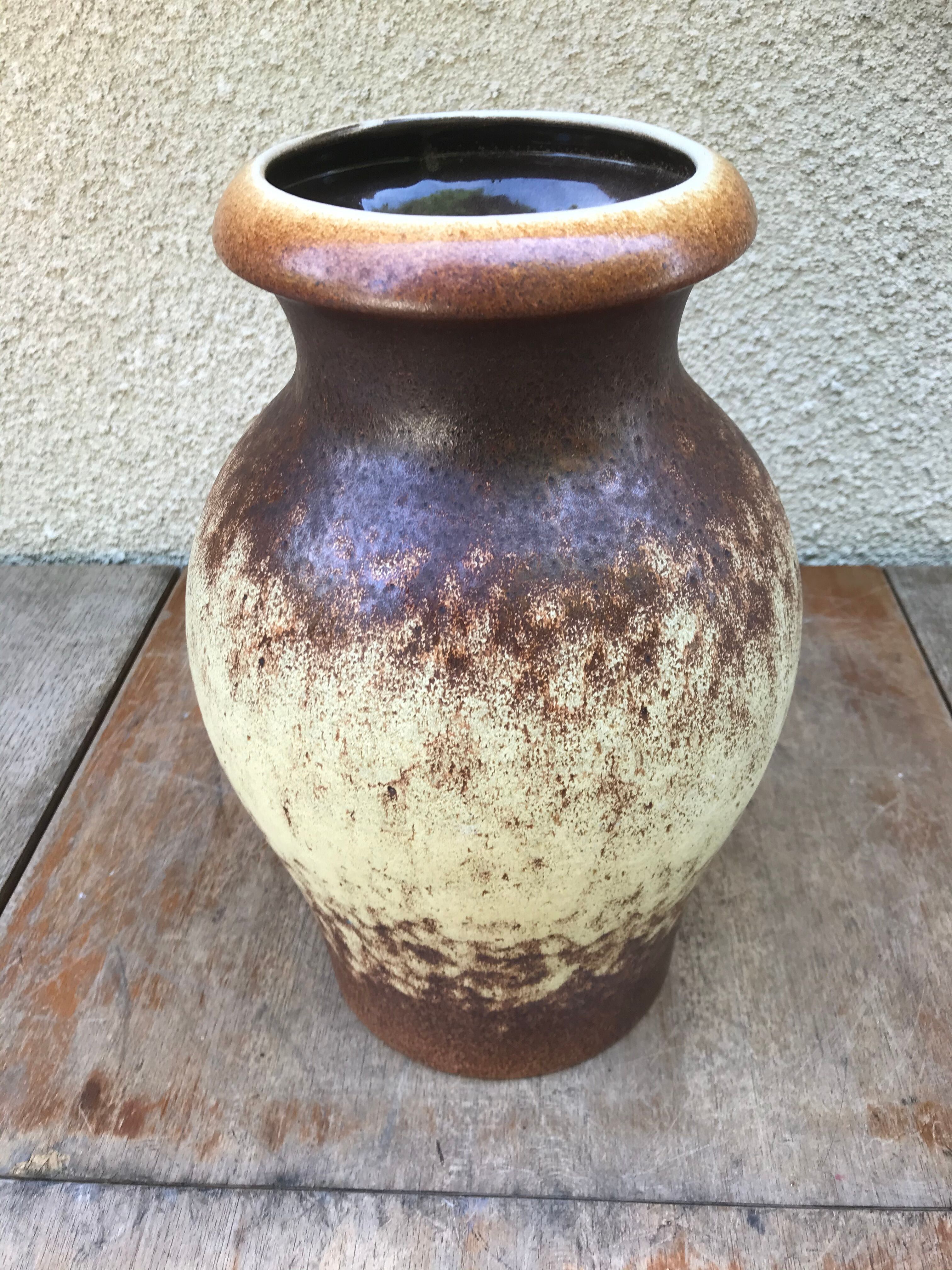 Former germany ceramics vase brown - beige 70s vintage
