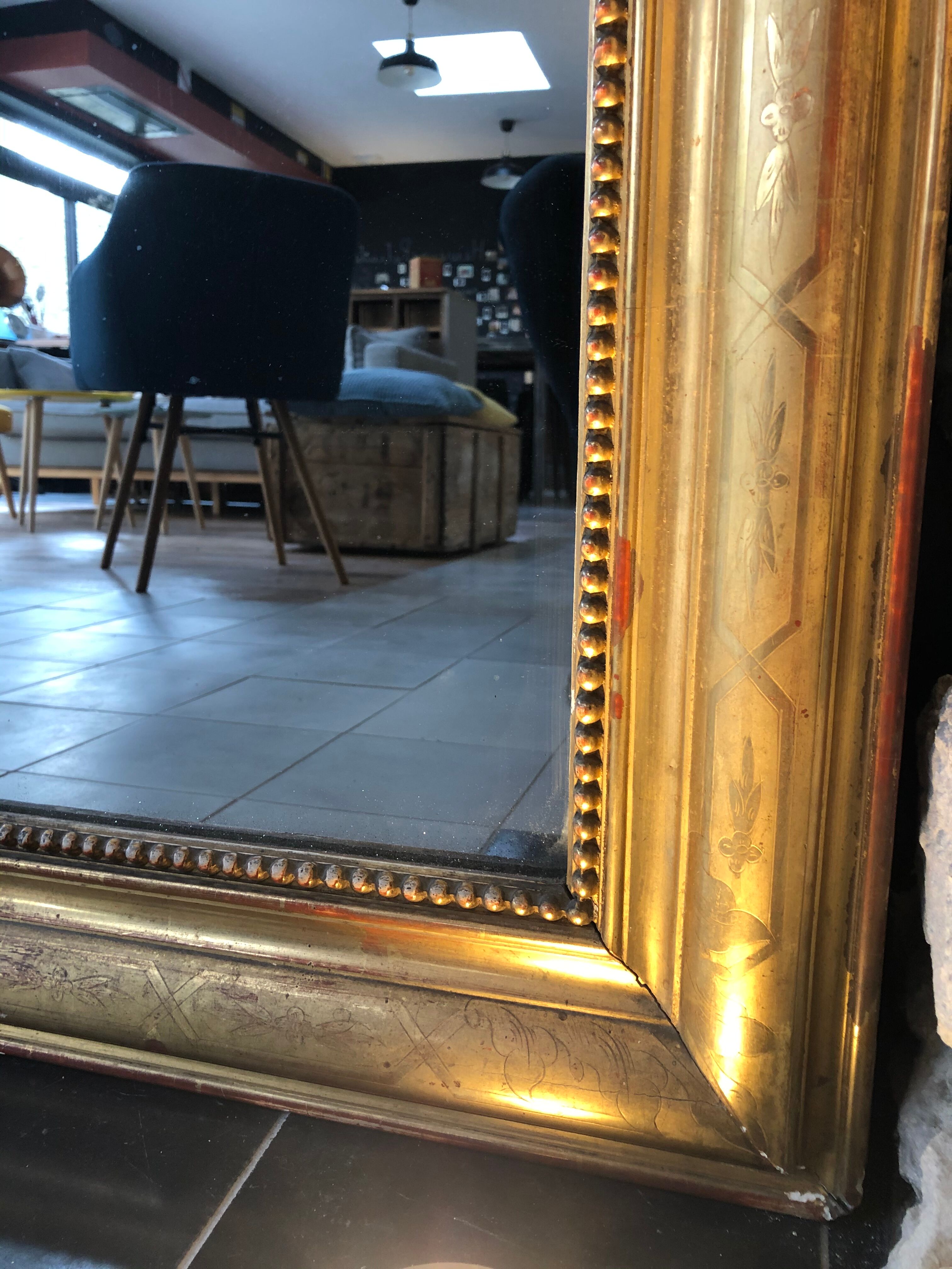 Louis Philippe mirror with gold leaf