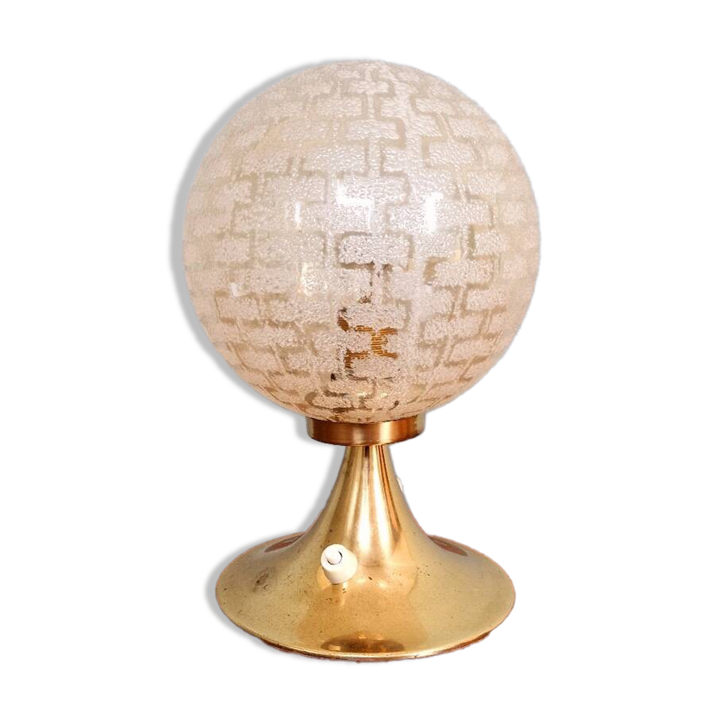 Space Age brass and textured glass table lamp, 1970s