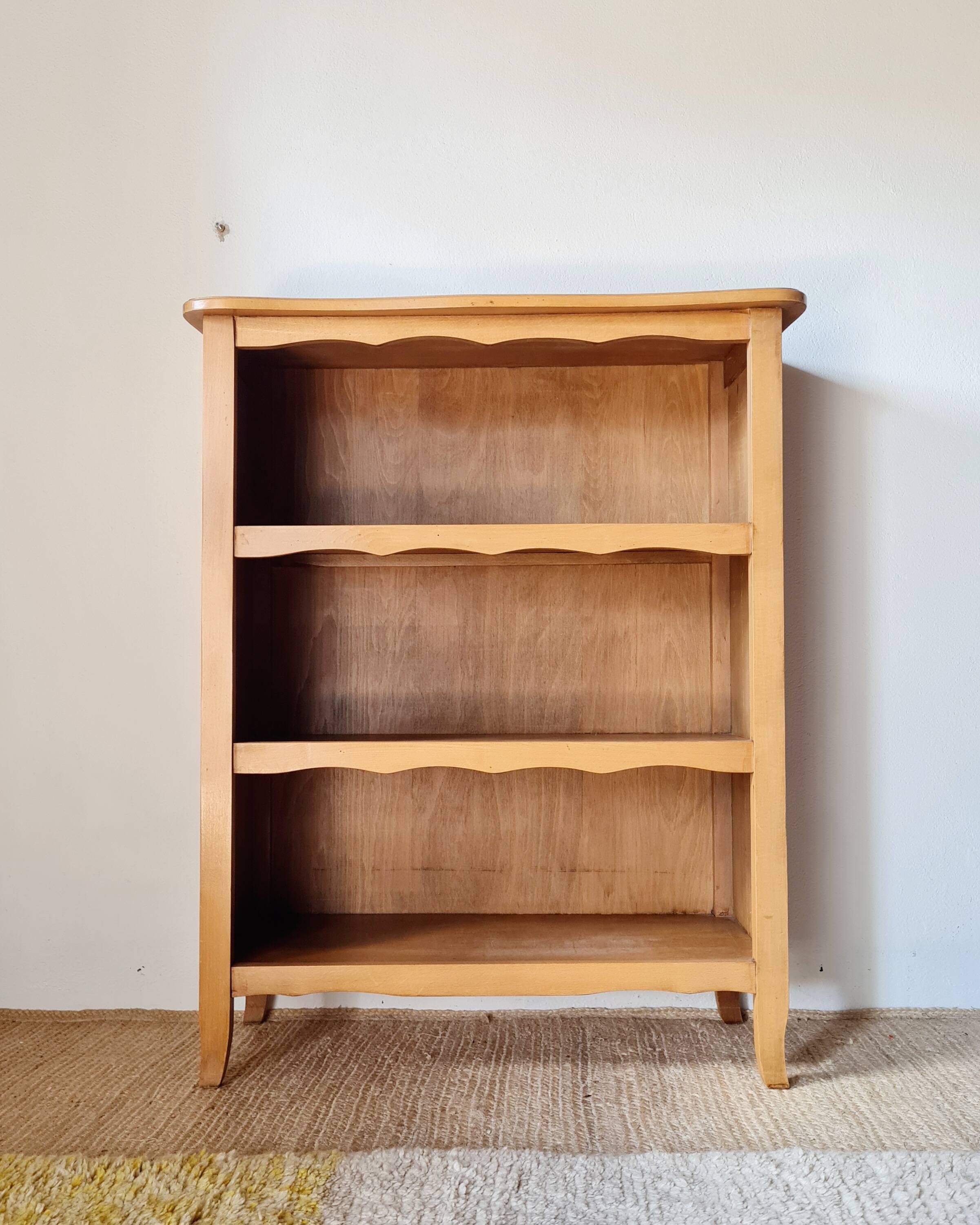 Honey-coloured antique wooden bookcase - antique library