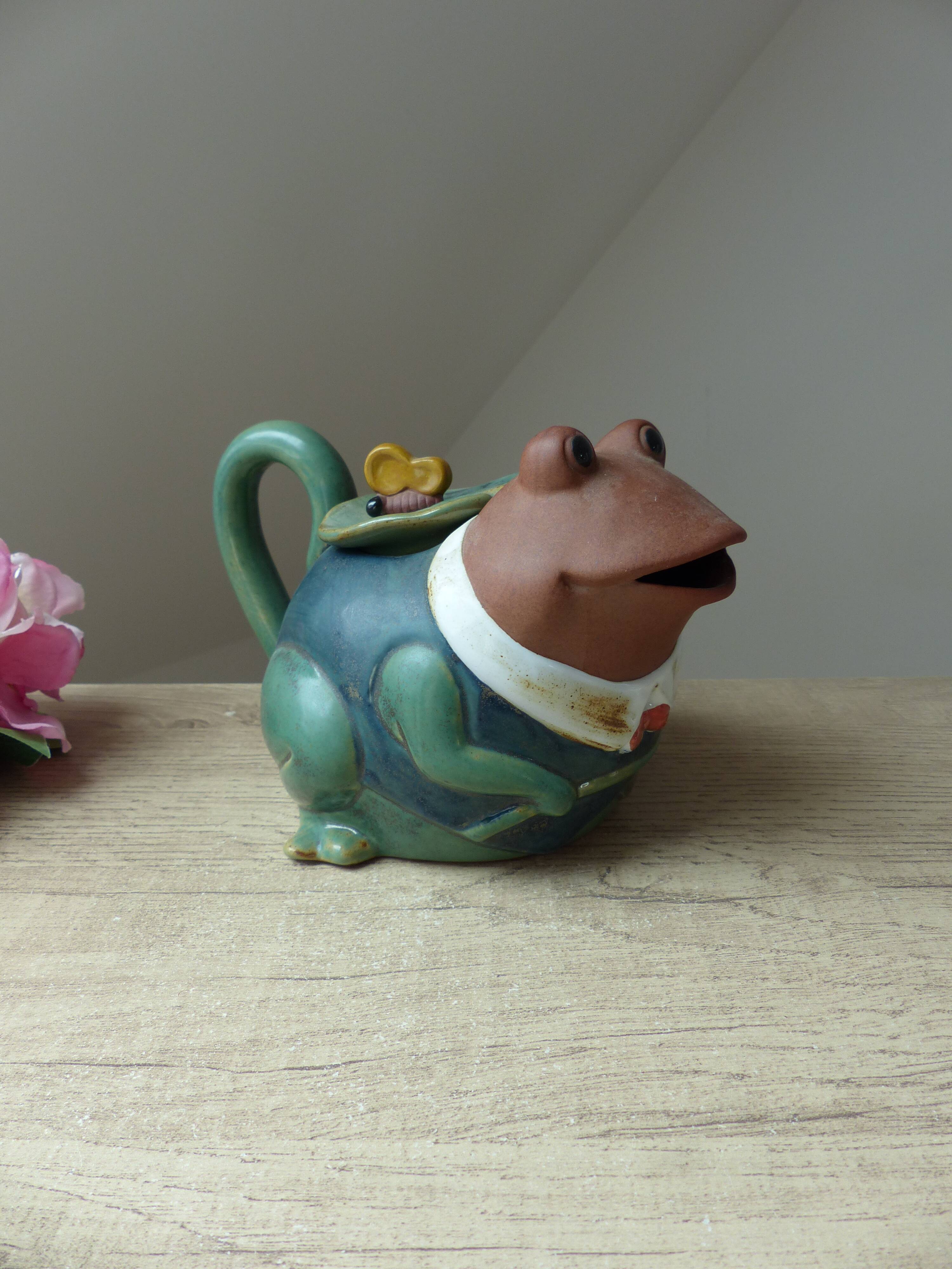 Authentic frog-shaped stoneware teapot made in Japan