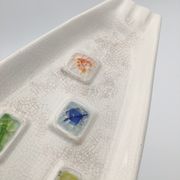 Glazed ceramic bowl, cracked glass decoration, signed Jacquin of California (USA) - 1950s
