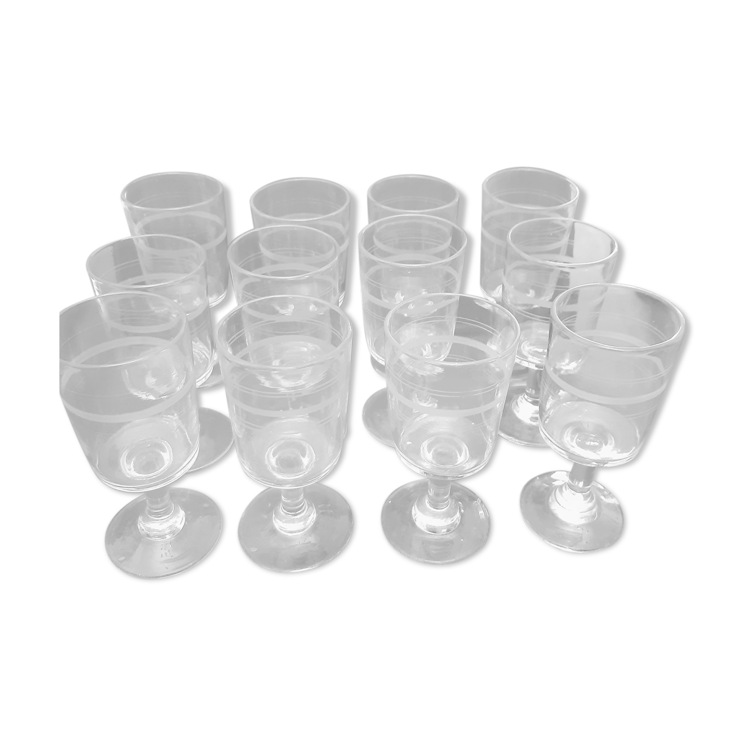 12 engraved antique glasses