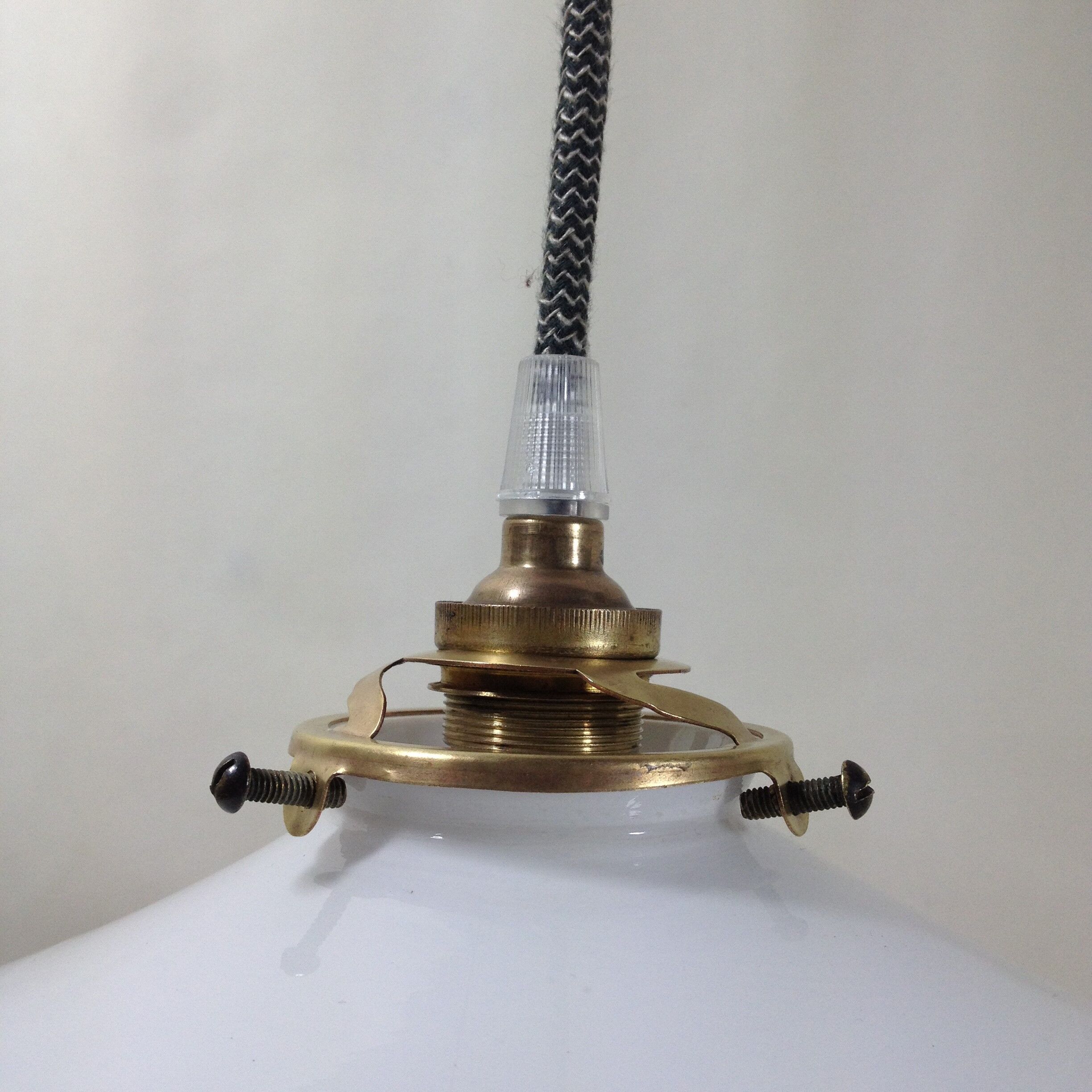 Transparent pleated white opaline hanging