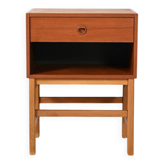 Scandinavian box-form bedside table in teak, 1960s