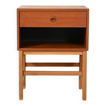 Scandinavian box-form bedside table in teak, 1960s