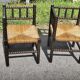 Paire de chaises fauteuils bobbin coin du feu angle