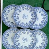 6 assiettes Gien série monogramme « 2nd choix »