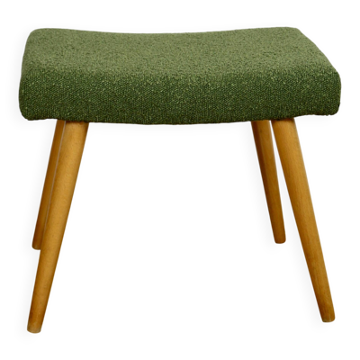 Tabouret à assise en boucle large vert-olive - pieds ronds en hêtre