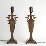 Chinoiserie Faux Rattan Amphora Table Lamps by Aneta, Sweden 1980's