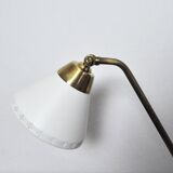 Swedish Table Lamp in Brass and White Metal, EWÅ Värnamo, 1950s