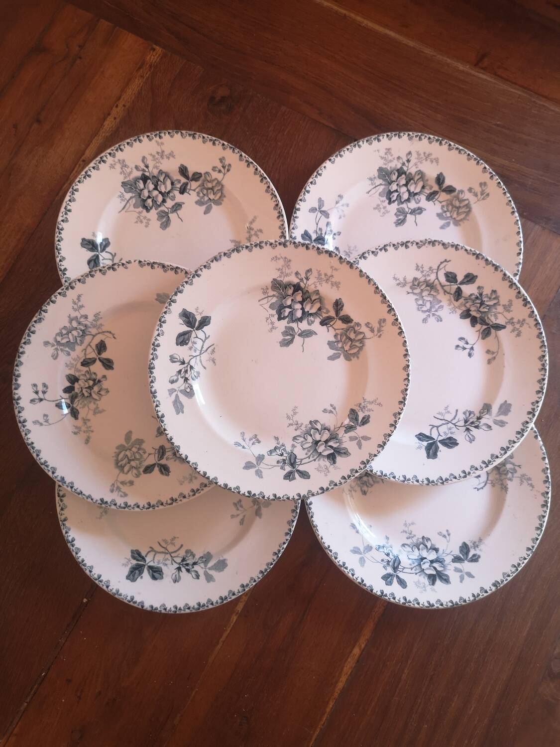 Lot de 7 assiettes plates.