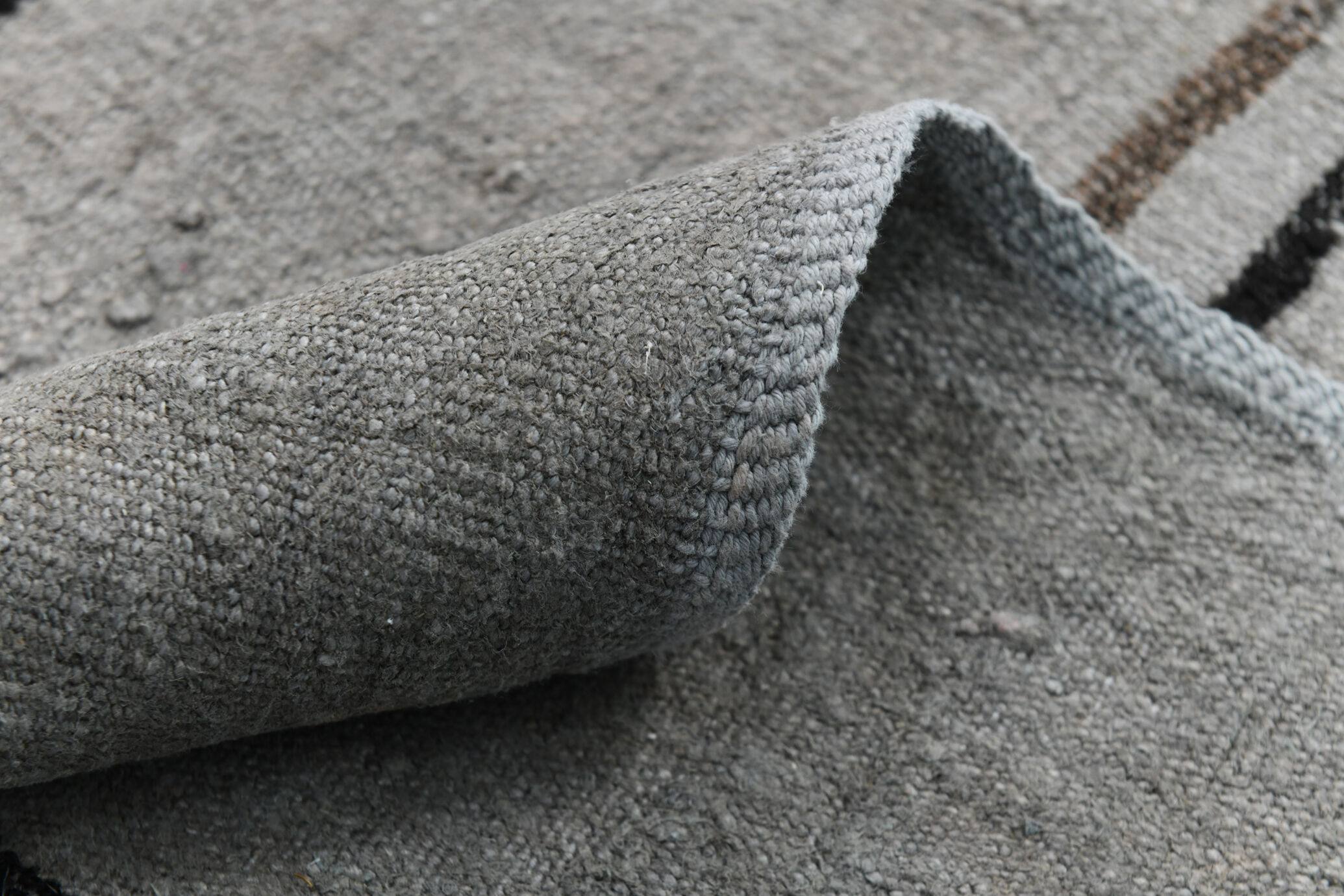 6x12 Gray & Black Modern Hemp Rug, 184x379Cm
