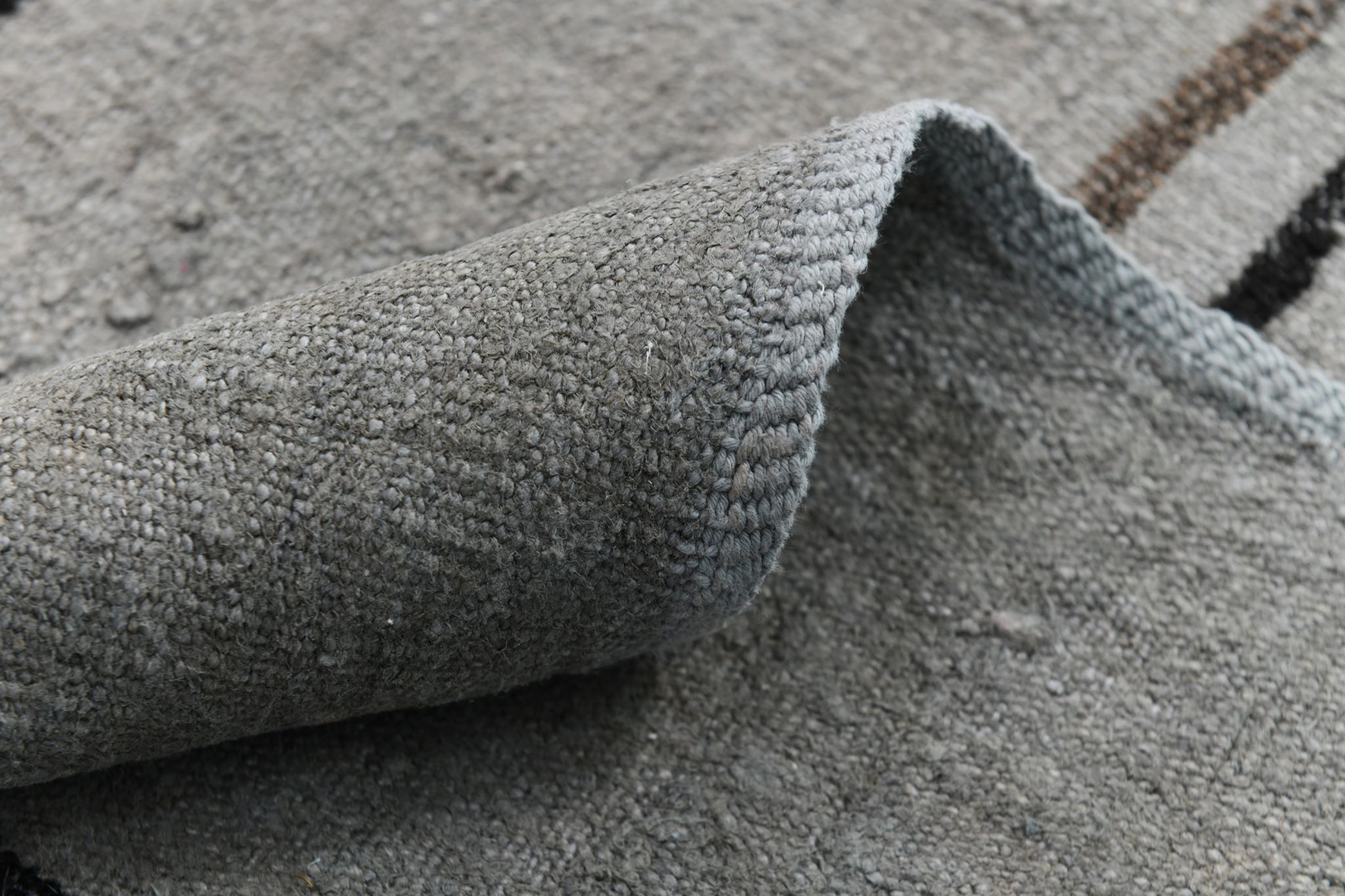 6x12 Gray & Black Modern Hemp Rug, 184x379Cm