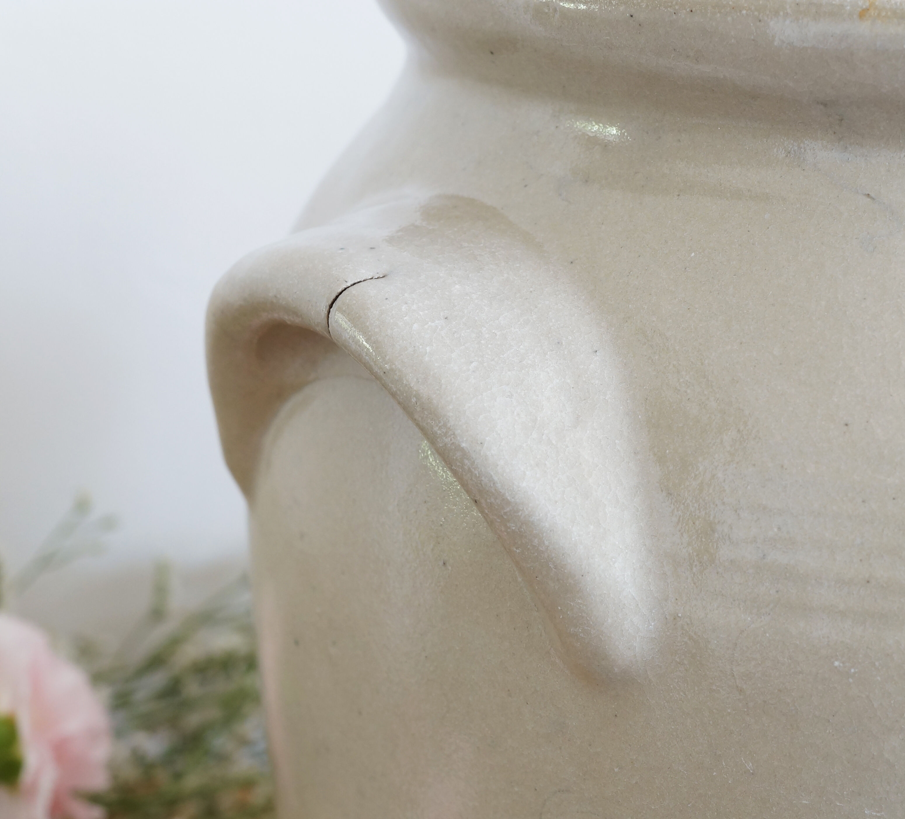 Large old stoneware confit pot