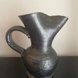 Black ceramic pitcher by Jean Marais