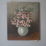 Oil painting on canvas still life bouquet of flowers bohemian countryside