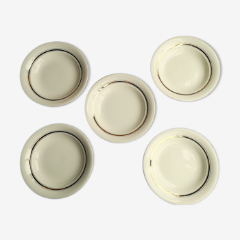 Lot de 5 assiettes creuses Villeroy et Boch crème avec filet doré