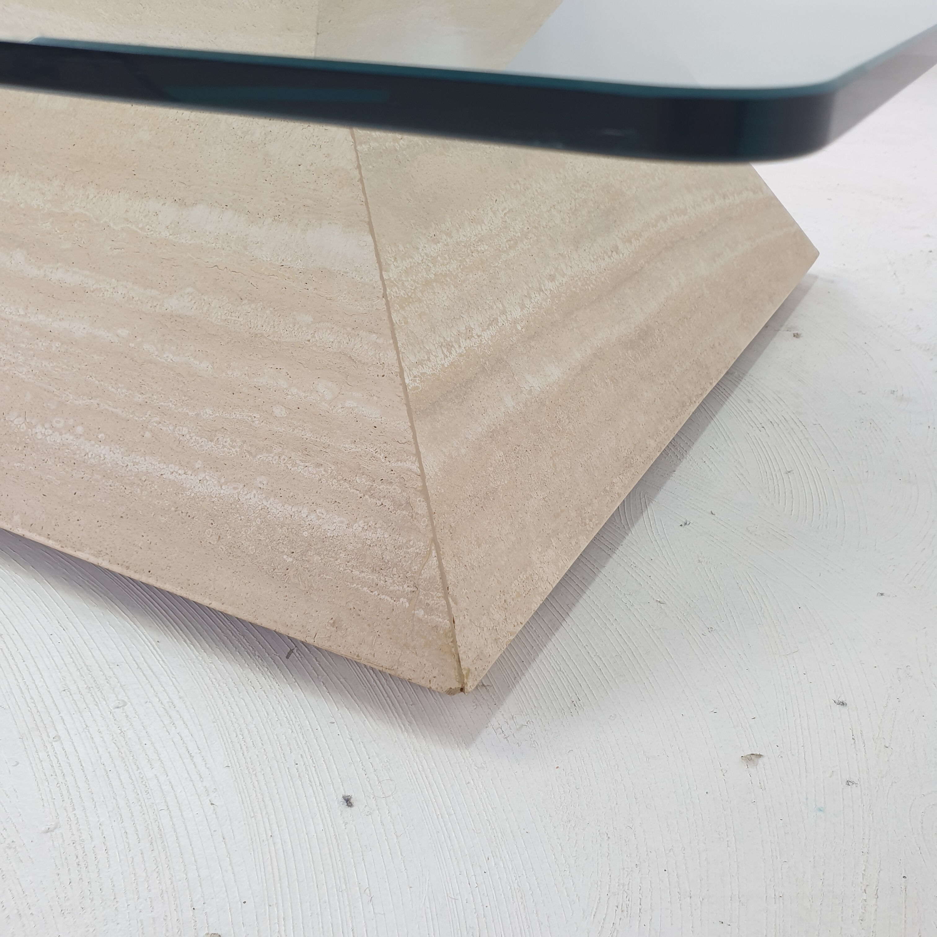 Italian Travertine Pyramid Coffee Table, 1980s