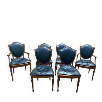 Set of 4 chairs and 2 English armchairs.