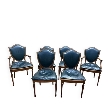 Suite de 4 chaises et 2 fauteuils anglais
