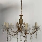 Brass chandelier with crystal drops