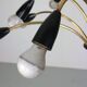 Italian Black and brass 12 arm Spider Chandelier  1950s