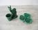 Old suede plant holder & cup clover in green earthenware