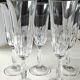 Lot 5 Grandes Flûtes à champagne en cristal taillé. Motifs gouttes/pointes diamant. Haut 20,5 cm