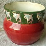 Faience pot cover slip decor fish garland