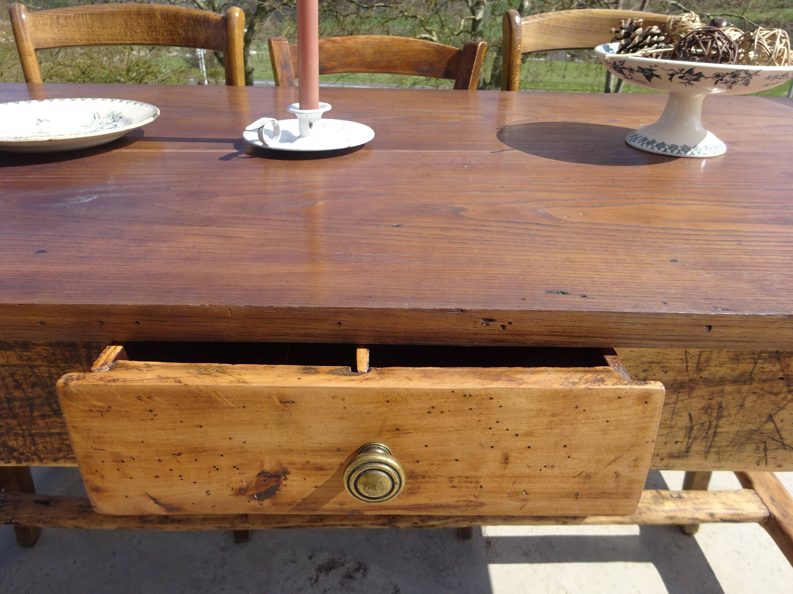Ancienne table de ferme en chêne massif