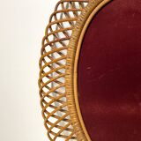 Oval rattan mirror attributed to franco albini - 1960's