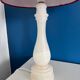 White Alabaster Lamp - Vintage White and Red Alabaster Table Lamp