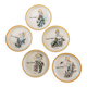 Set of 5 decorative plates Gien by Hughette Sainson