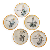 Set of 5 decorative plates Gien by Hughette Sainson