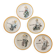 Set of 5 decorative plates Gien by Hughette Sainson
