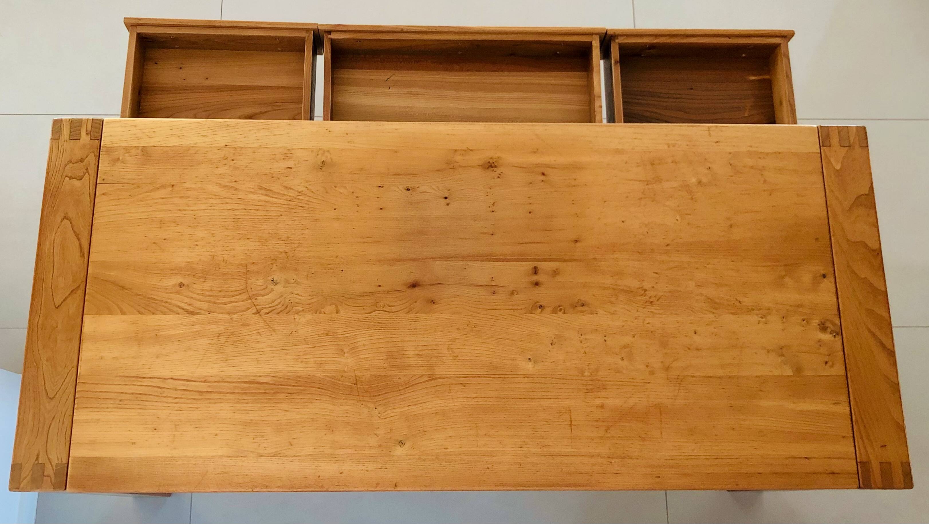 Solid elm desk Maison Renew, France 1980s