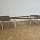 Extendable wooden dining table, white legs, 16/18 covers