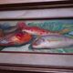 Oil on panel, still life with fish