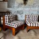 3 vintage wooden armchairs/lounges