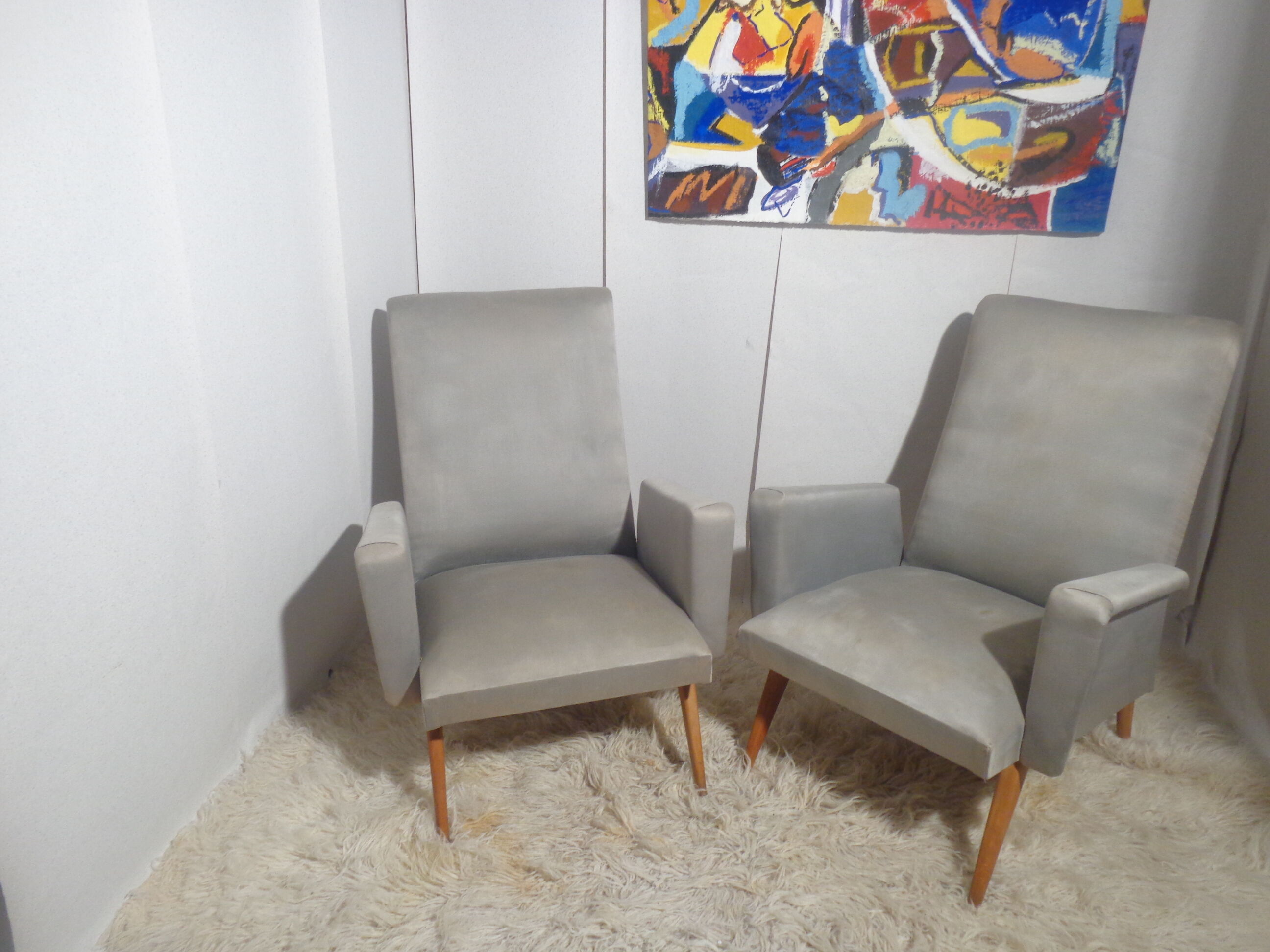Pair of vintage chairs from the 50s compass feet