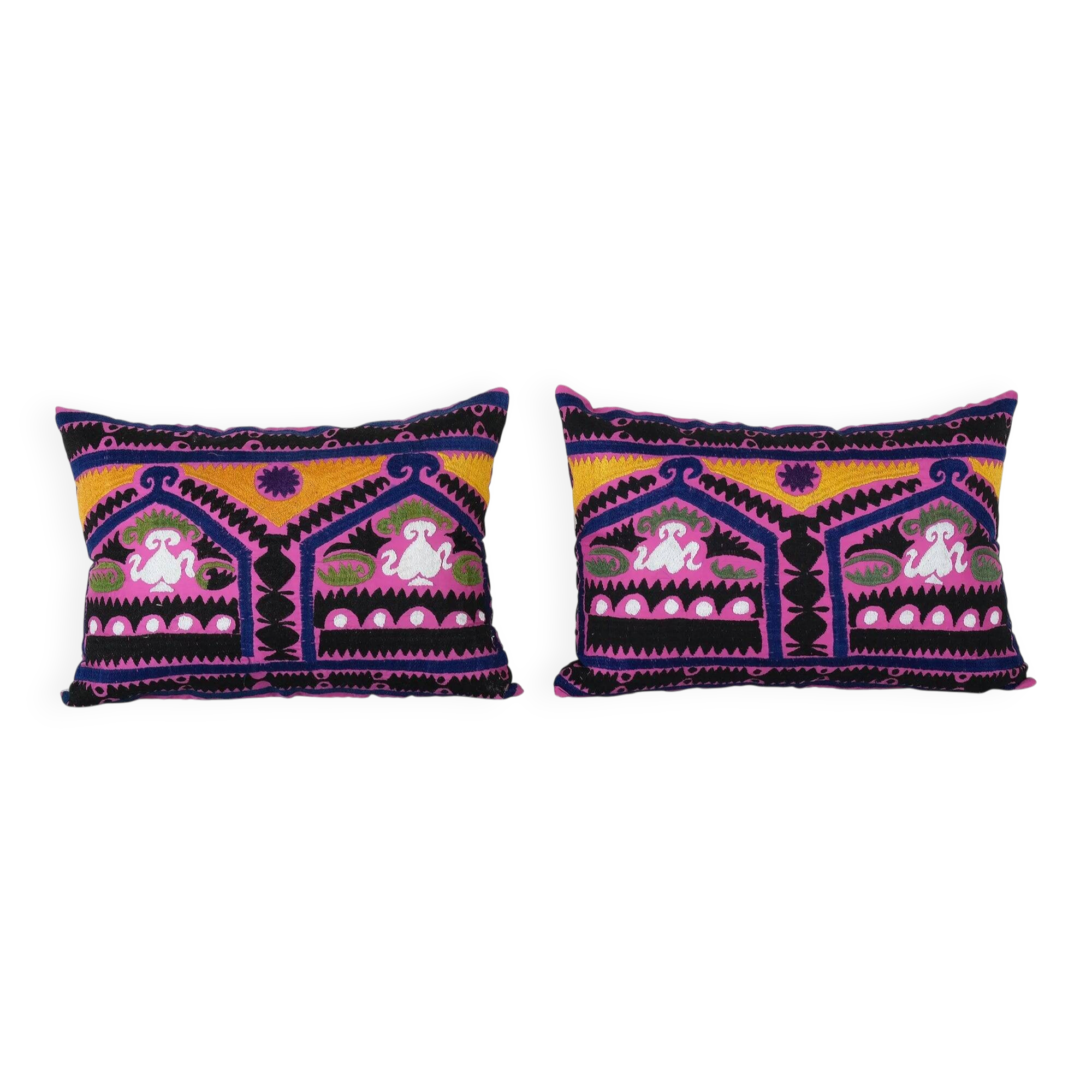 Set of 2 vintage embroidered cushion covers 41x51 cm