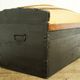 Old-curved wooden trunk - burlap