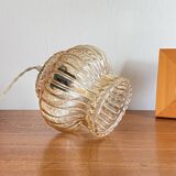 Lampe suspension baladeuse tulipe ancienne en verre doré LAMP-7405
