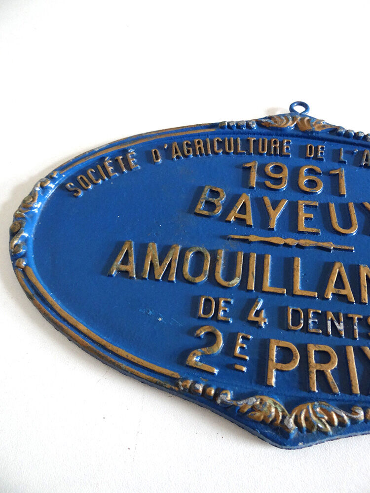 Plaque agricole bleue de 1965
