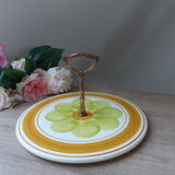 Ancien plateau à fromages décor fait main faïence de salins france décoration cuisine bohème vintage