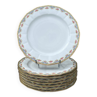 Set of 8 Limoges porcelain flat plates with PP logo