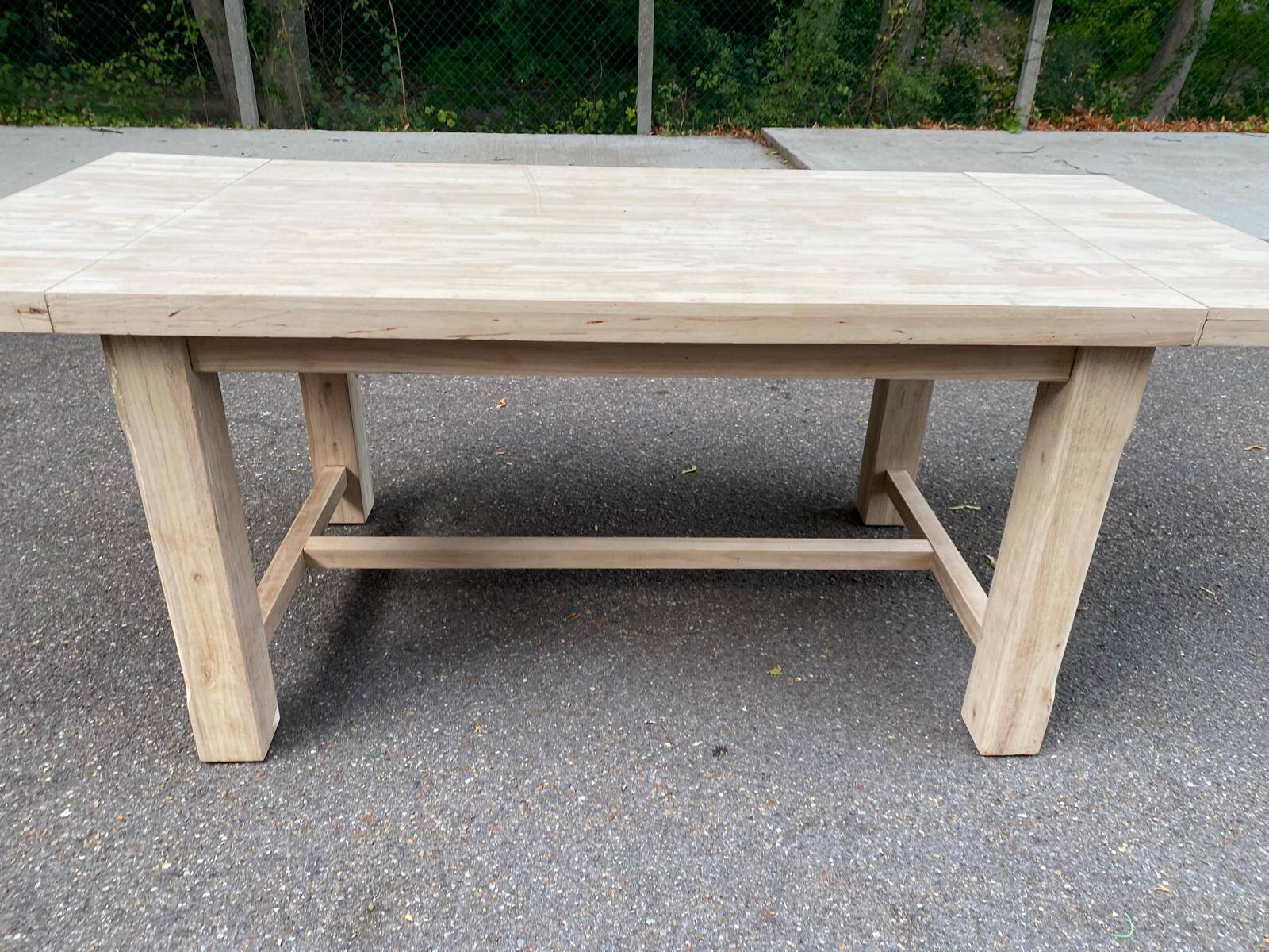 Table de ferme extensible à volets rénovée en bois massif 140-200cm