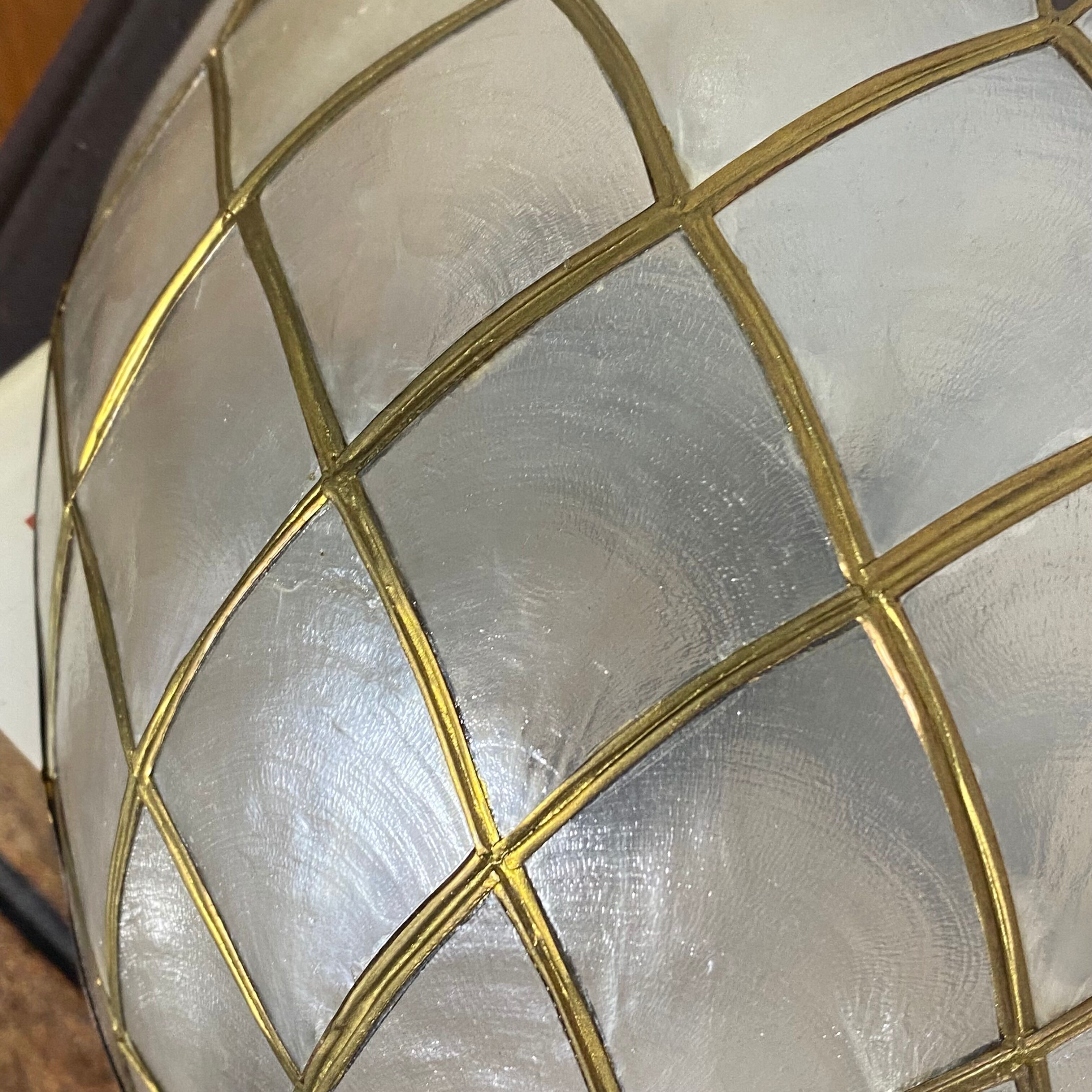 Pair of vintage capiz shell wall lights half moon 1950s 1960s